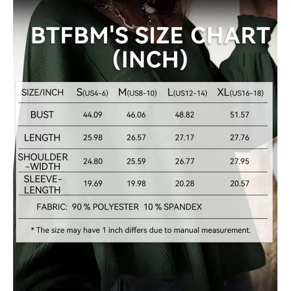 BTFBM Womens Casual V Neck Ribbed Knit Shirts 2024 Fall Pullover Tunic Tops Loose Balloon Long Sleeve Blouses TopSolid Dark Army Green