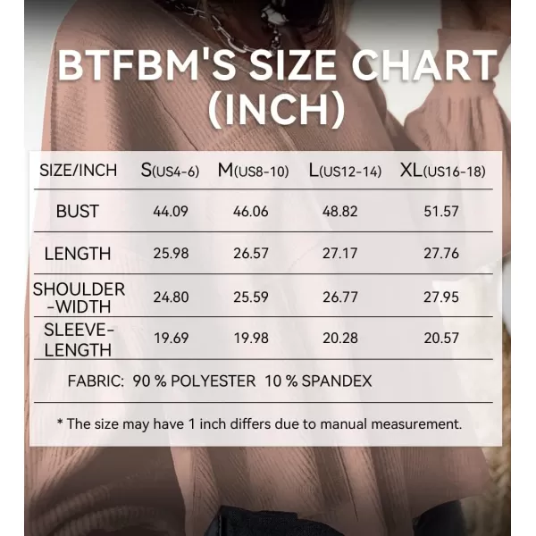 BTFBM Womens Casual V Neck Ribbed Knit Shirts 2024 Fall Pullover Tunic Tops Loose Balloon Long Sleeve Blouses TopSolid Khaki