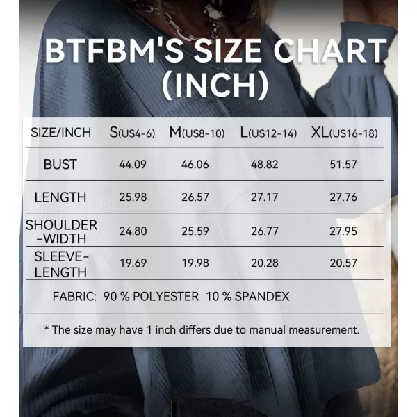 BTFBM Womens Casual V Neck Ribbed Knit Shirts 2024 Fall Pullover Tunic Tops Loose Balloon Long Sleeve Blouses TopSolid Light Grey Blue