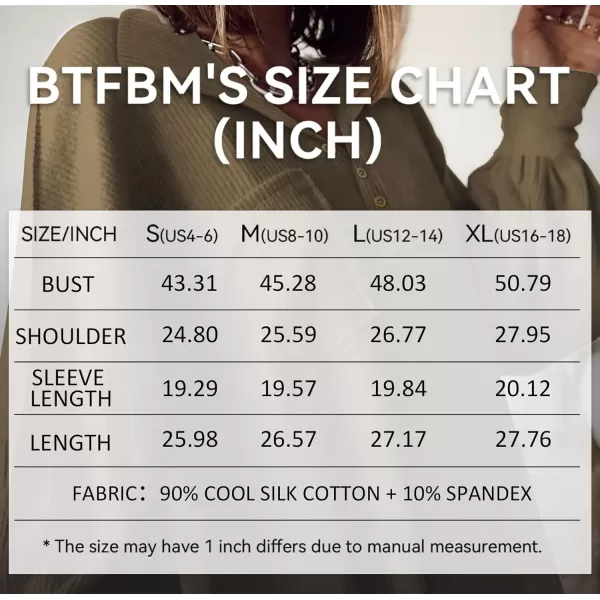 BTFBM Womens Casual V Neck Ribbed Knit Shirts 2024 Fall Pullover Tunic Tops Loose Balloon Long Sleeve Blouses TopTurndown Army Green
