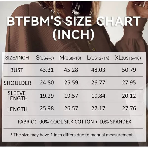 BTFBM Womens Casual V Neck Ribbed Knit Shirts 2024 Fall Pullover Tunic Tops Loose Balloon Long Sleeve Blouses TopTurndown Caramel
