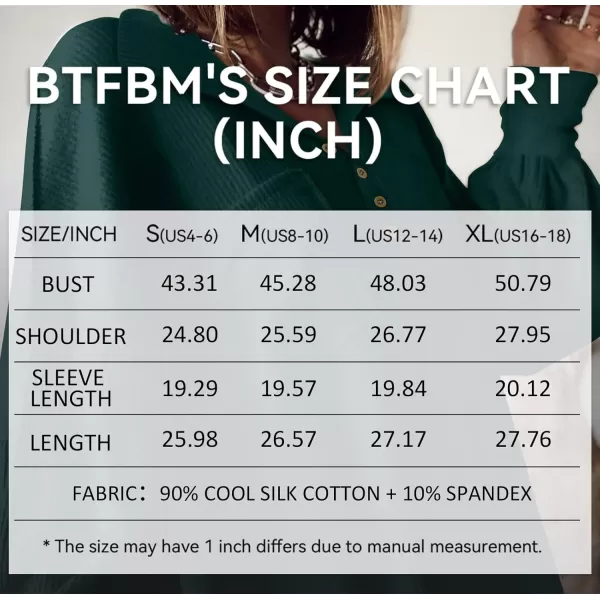 BTFBM Womens Casual V Neck Ribbed Knit Shirts 2024 Fall Pullover Tunic Tops Loose Balloon Long Sleeve Blouses TopTurndown Dark Green