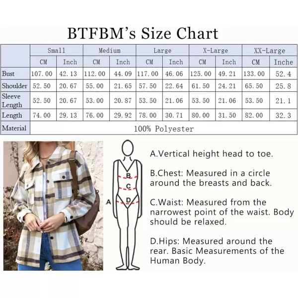 BTFBM Womens Long Sleeve Button Down Jackets Plaid Flannel Shirts Tops Casual Lapel V Neck Oversized Shackets Blouses TopPlaid Apricot