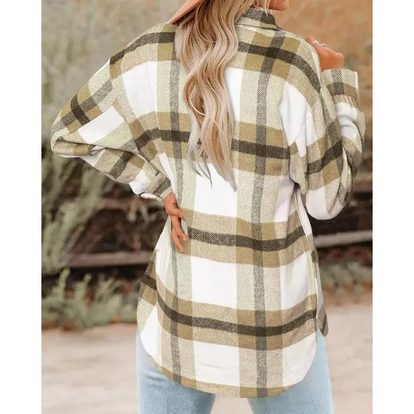 BTFBM Womens Long Sleeve Button Down Jackets Plaid Flannel Shirts Tops Casual Lapel V Neck Oversized Shackets Blouses TopPlaid Apricot