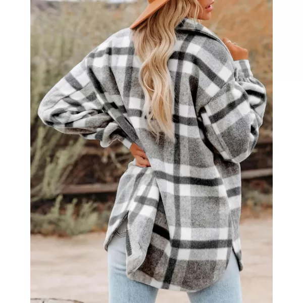 BTFBM Womens Long Sleeve Button Down Jackets Plaid Flannel Shirts Tops Casual Lapel V Neck Oversized Shackets Blouses TopPlaid Black