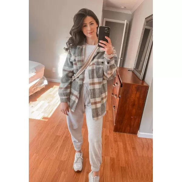 BTFBM Womens Long Sleeve Button Down Jackets Plaid Flannel Shirts Tops Casual Lapel V Neck Oversized Shackets Blouses TopPlaid Brown