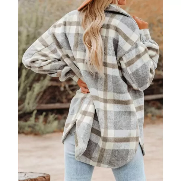 BTFBM Womens Long Sleeve Button Down Jackets Plaid Flannel Shirts Tops Casual Lapel V Neck Oversized Shackets Blouses TopPlaid Brown