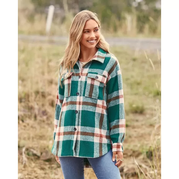 BTFBM Womens Long Sleeve Button Down Jackets Plaid Flannel Shirts Tops Casual Lapel V Neck Oversized Shackets Blouses TopPlaid Dark Green