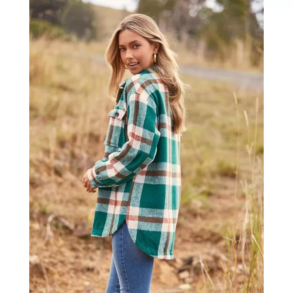 BTFBM Womens Long Sleeve Button Down Jackets Plaid Flannel Shirts Tops Casual Lapel V Neck Oversized Shackets Blouses TopPlaid Dark Green