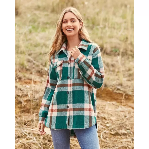 BTFBM Womens Long Sleeve Button Down Jackets Plaid Flannel Shirts Tops Casual Lapel V Neck Oversized Shackets Blouses TopPlaid Dark Green