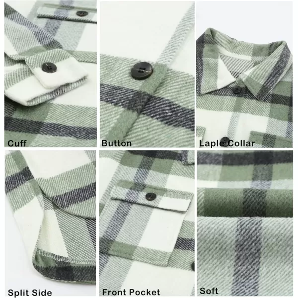 BTFBM Womens Long Sleeve Button Down Jackets Plaid Flannel Shirts Tops Casual Lapel V Neck Oversized Shackets Blouses TopPlaid Green