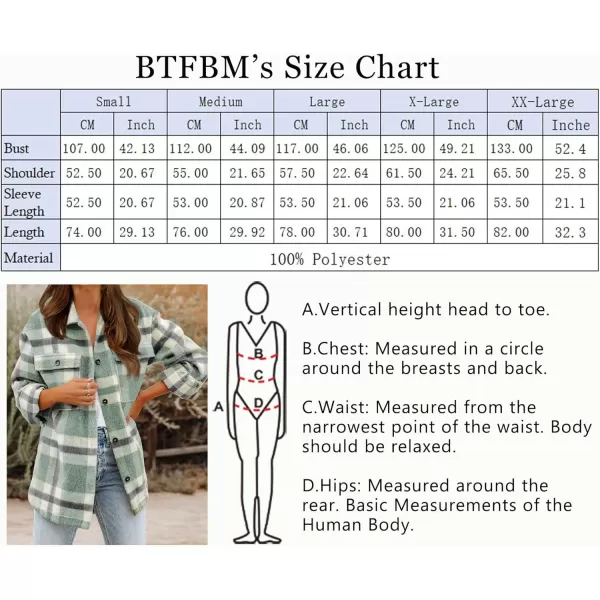 BTFBM Womens Long Sleeve Button Down Jackets Plaid Flannel Shirts Tops Casual Lapel V Neck Oversized Shackets Blouses TopPlaid Green