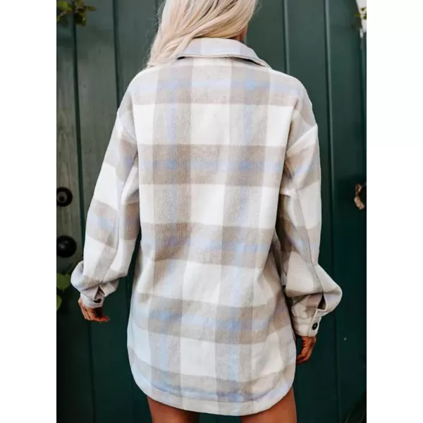 BTFBM Womens Long Sleeve Button Down Jackets Plaid Flannel Shirts Tops Casual Lapel V Neck Oversized Shackets Blouses TopPlaid Grey