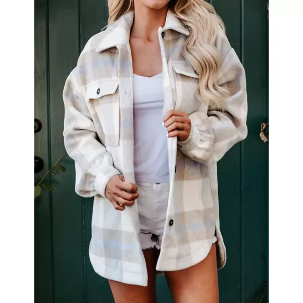 BTFBM Womens Long Sleeve Button Down Jackets Plaid Flannel Shirts Tops Casual Lapel V Neck Oversized Shackets Blouses TopPlaid Grey