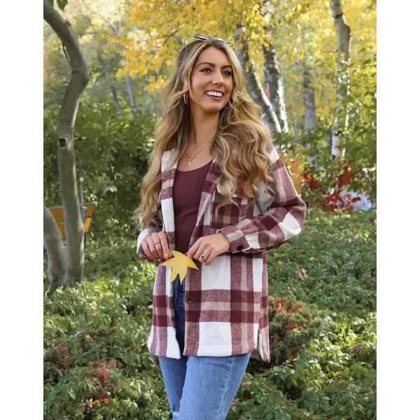 BTFBM Womens Long Sleeve Button Down Jackets Plaid Flannel Shirts Tops Casual Lapel V Neck Oversized Shackets Blouses TopPlaid Red
