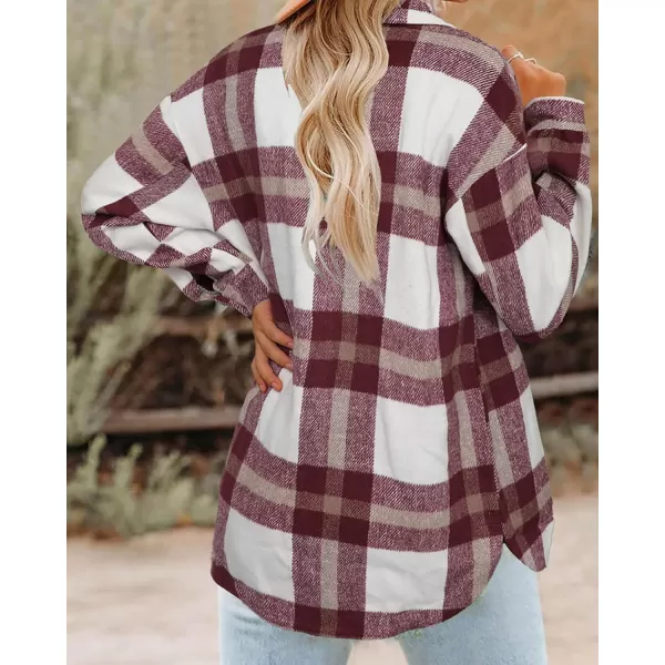 BTFBM Womens Long Sleeve Button Down Jackets Plaid Flannel Shirts Tops Casual Lapel V Neck Oversized Shackets Blouses TopPlaid Red