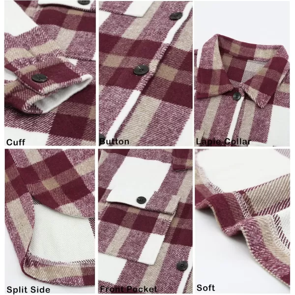 BTFBM Womens Long Sleeve Button Down Jackets Plaid Flannel Shirts Tops Casual Lapel V Neck Oversized Shackets Blouses TopPlaid Red