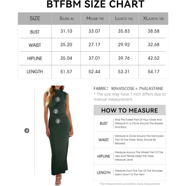 BTFBM Womens Ruched Bodycon Dress Summer Casual Sleeveless Back Slit Elegant Club Evening Party Cocktail Maxi DressesSolid Army Green