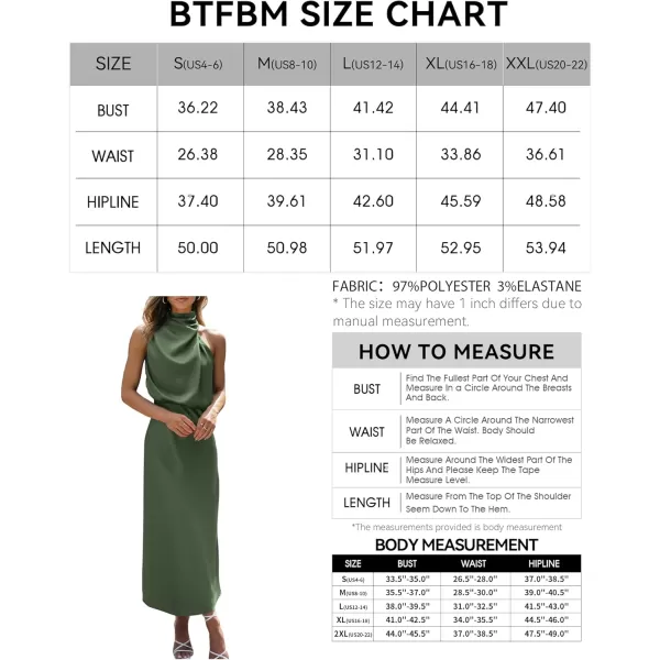 BTFBM Womens Sleeveless Cocktail Dresses Mock Neck Keyhole Elastic High Waist Wedding Guest Evening Party Maxi DressSolid Army Green