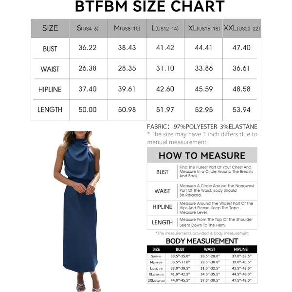 BTFBM Womens Sleeveless Cocktail Dresses Mock Neck Keyhole Elastic High Waist Wedding Guest Evening Party Maxi DressSolid Dark Blue