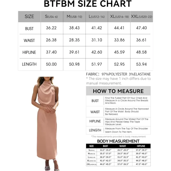 BTFBM Womens Sleeveless Cocktail Dresses Mock Neck Keyhole Elastic High Waist Wedding Guest Evening Party Maxi DressSolid Light Khaki