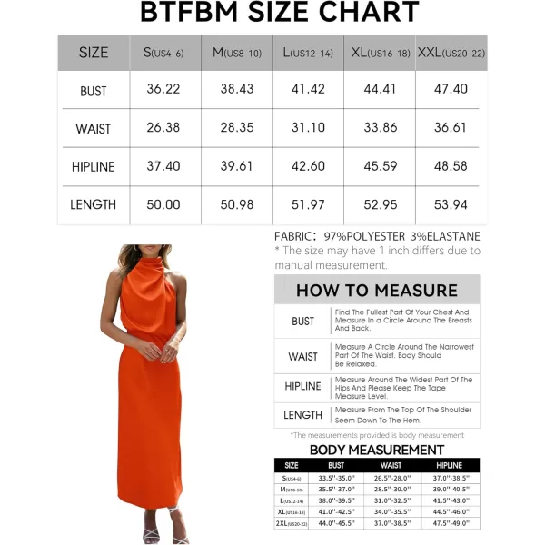 BTFBM Womens Sleeveless Cocktail Dresses Mock Neck Keyhole Elastic High Waist Wedding Guest Evening Party Maxi DressSolid Orange