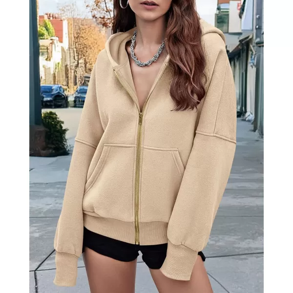BTFBM Womens Zip Up Hoodies Long Sleeve Fashion Sweatshirt Fleece Y2K Hooded Jacket 2024 Trendy Fall Winter ClothesApricot