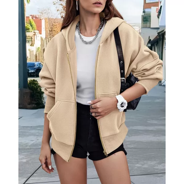 BTFBM Womens Zip Up Hoodies Long Sleeve Fashion Sweatshirt Fleece Y2K Hooded Jacket 2024 Trendy Fall Winter ClothesApricot