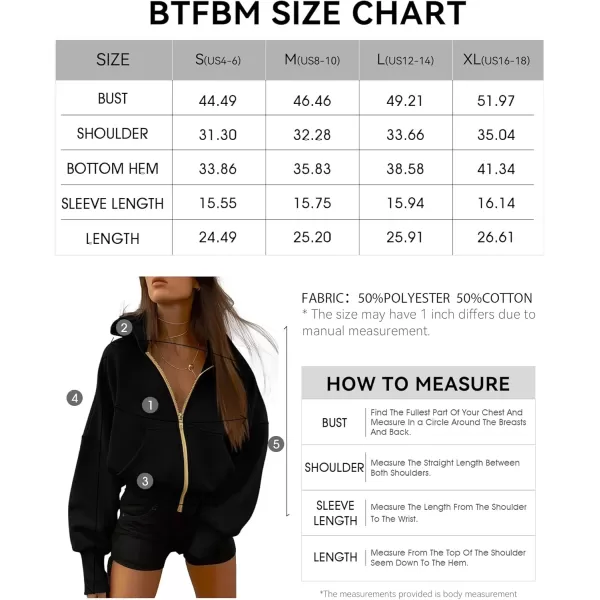 BTFBM Womens Zip Up Hoodies Long Sleeve Fashion Sweatshirt Fleece Y2K Hooded Jacket 2024 Trendy Fall Winter ClothesBlack