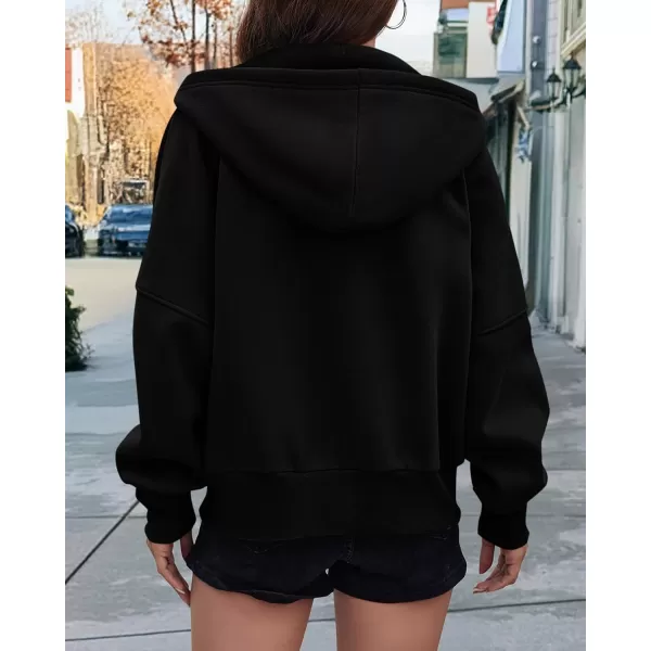 BTFBM Womens Zip Up Hoodies Long Sleeve Fashion Sweatshirt Fleece Y2K Hooded Jacket 2024 Trendy Fall Winter ClothesBlack