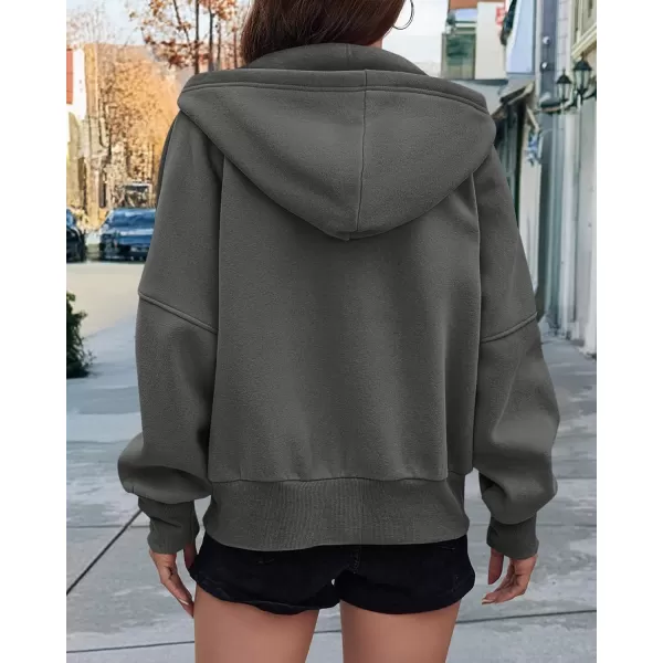 BTFBM Womens Zip Up Hoodies Long Sleeve Fashion Sweatshirt Fleece Y2K Hooded Jacket 2024 Trendy Fall Winter ClothesDark Grey