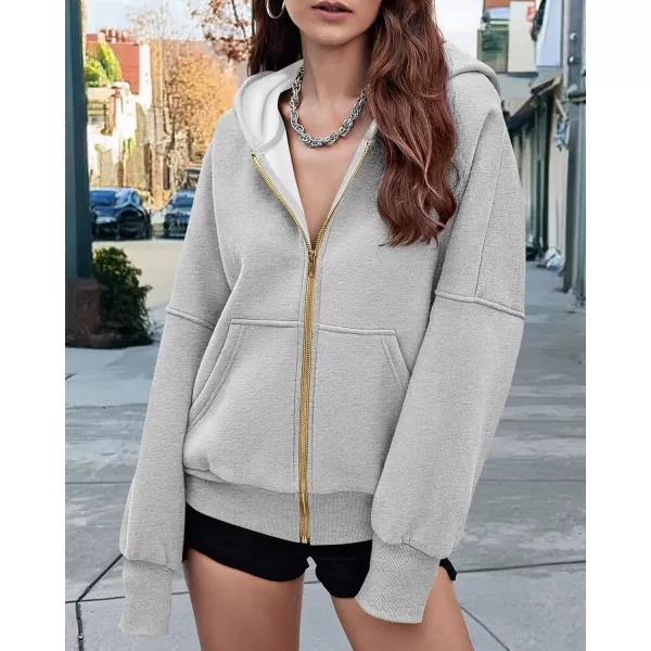 BTFBM Womens Zip Up Hoodies Long Sleeve Fashion Sweatshirt Fleece Y2K Hooded Jacket 2024 Trendy Fall Winter ClothesGrey