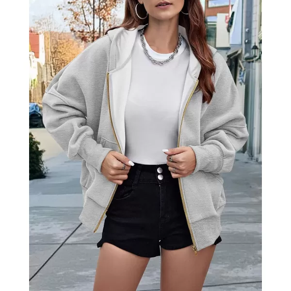 BTFBM Womens Zip Up Hoodies Long Sleeve Fashion Sweatshirt Fleece Y2K Hooded Jacket 2024 Trendy Fall Winter ClothesGrey