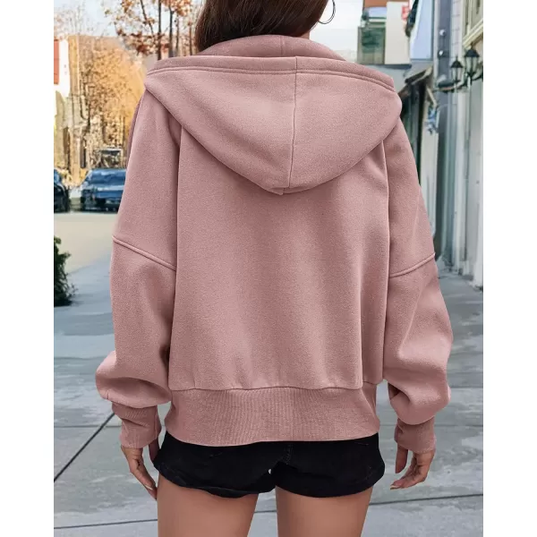BTFBM Womens Zip Up Hoodies Long Sleeve Fashion Sweatshirt Fleece Y2K Hooded Jacket 2024 Trendy Fall Winter ClothesGrey Pink
