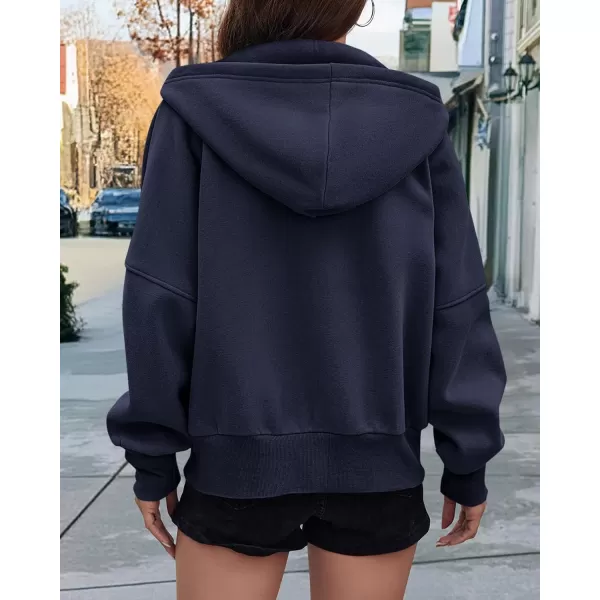 BTFBM Womens Zip Up Hoodies Long Sleeve Fashion Sweatshirt Fleece Y2K Hooded Jacket 2024 Trendy Fall Winter ClothesNavy