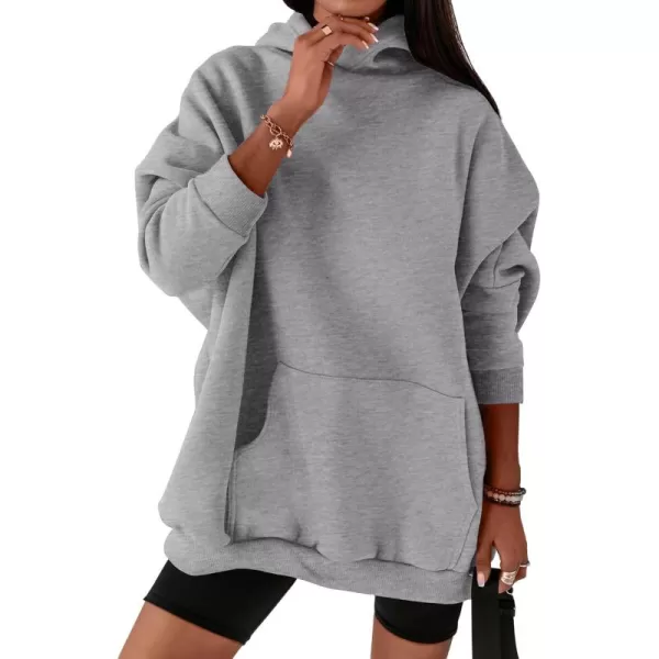 BTFBM Women Oversized Hoodies Pullover Fleece Hooded Sweatshirt Casual Long Sleeve Tops Sweater Fall Winter Fashion 2024Solid Grey