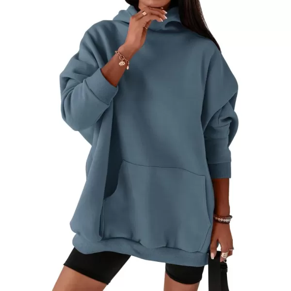 BTFBM Women Oversized Hoodies Pullover Fleece Hooded Sweatshirt Casual Long Sleeve Tops Sweater Fall Winter Fashion 2024Solid Lake Blue