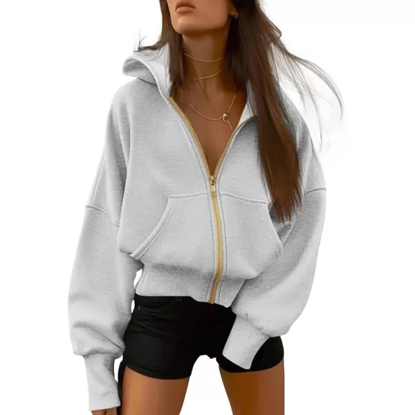 BTFBM Womens Zip Up Hoodies Long Sleeve Fashion Sweatshirt Fleece Y2K Hooded Jacket 2024 Trendy Fall Winter ClothesGrey