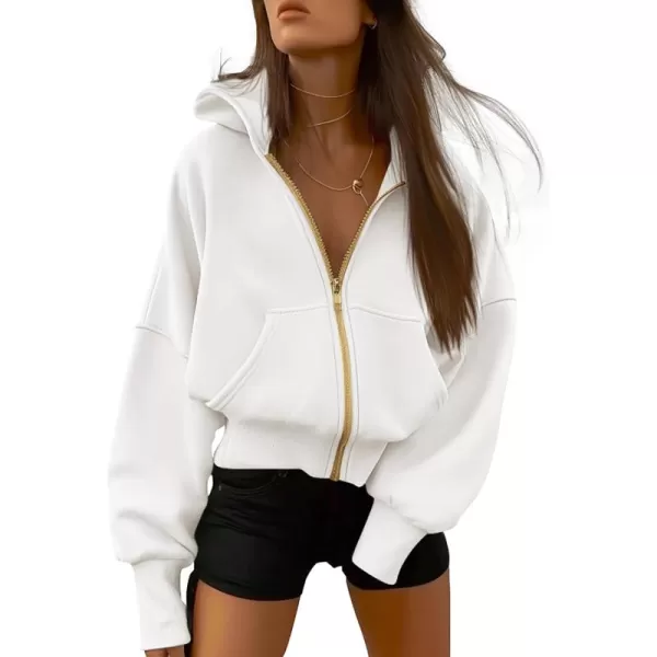 BTFBM Womens Zip Up Hoodies Long Sleeve Fashion Sweatshirt Fleece Y2K Hooded Jacket 2024 Trendy Fall Winter ClothesWhite