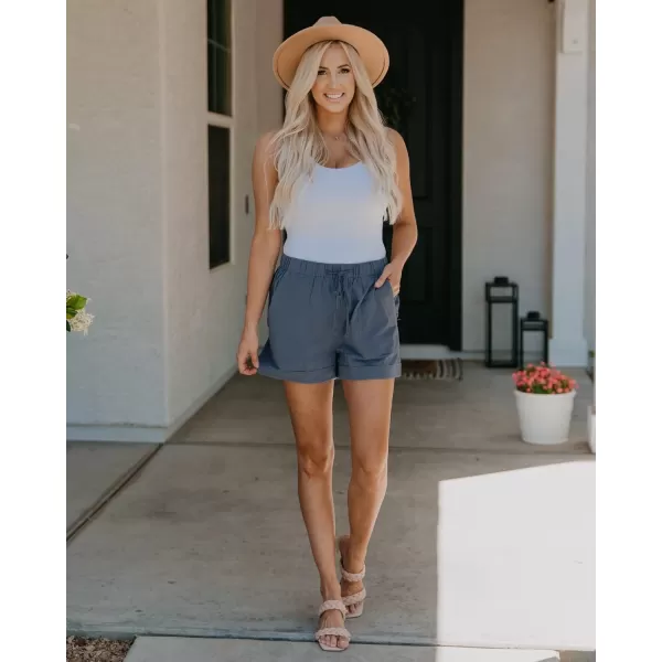 BTFBM Women 2024 Casual Shorts Solid Color Elastic Waist Drawstring Pockets Lightweight Summer Beach Short Lounge PantsBlue