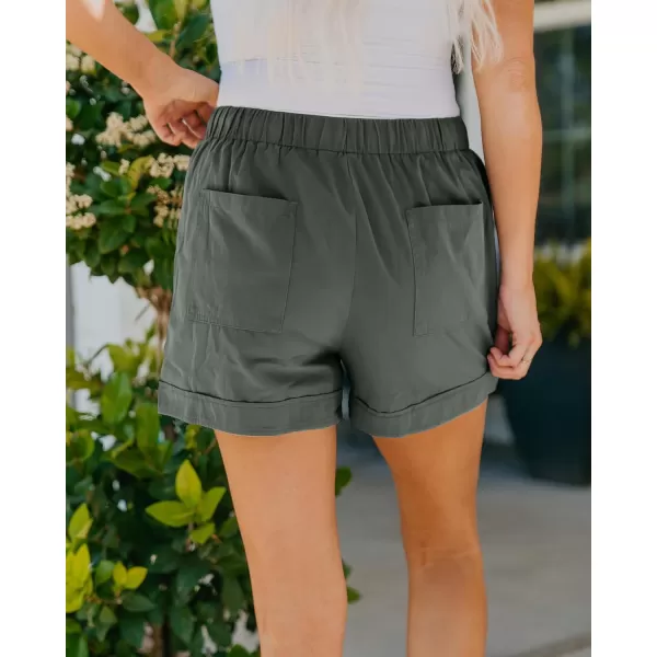 BTFBM Women 2024 Casual Shorts Solid Color Elastic Waist Drawstring Pockets Lightweight Summer Beach Short Lounge PantsGreen