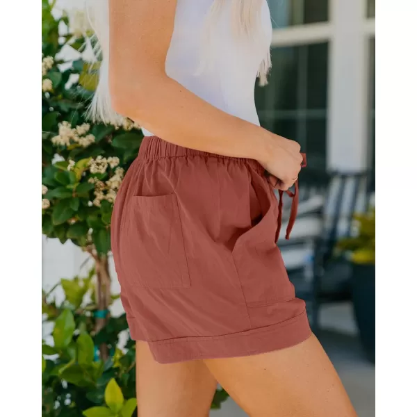 BTFBM Women 2024 Casual Shorts Solid Color Elastic Waist Drawstring Pockets Lightweight Summer Beach Short Lounge PantsPink