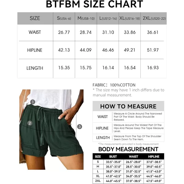 BTFBM Women 2024 Casual Shorts Solid Color Elastic Waist Drawstring Pockets Lightweight Summer Beach Short Lounge PantsSolid Dark Green