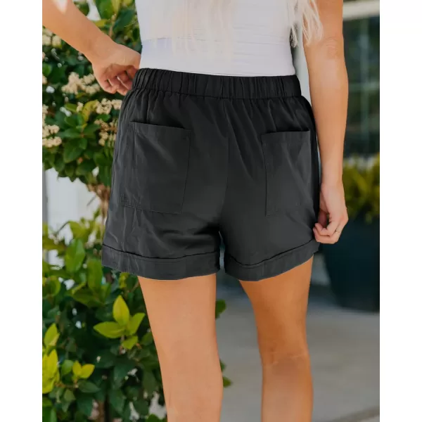 BTFBM Women 2024 Casual Shorts Solid Color Elastic Waist Drawstring Pockets Lightweight Summer Beach Short Lounge PantsSolid Dark Grey