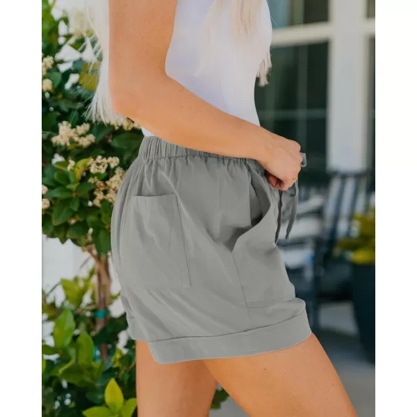BTFBM Women 2024 Casual Shorts Solid Color Elastic Waist Drawstring Pockets Lightweight Summer Beach Short Lounge PantsSolid Grey