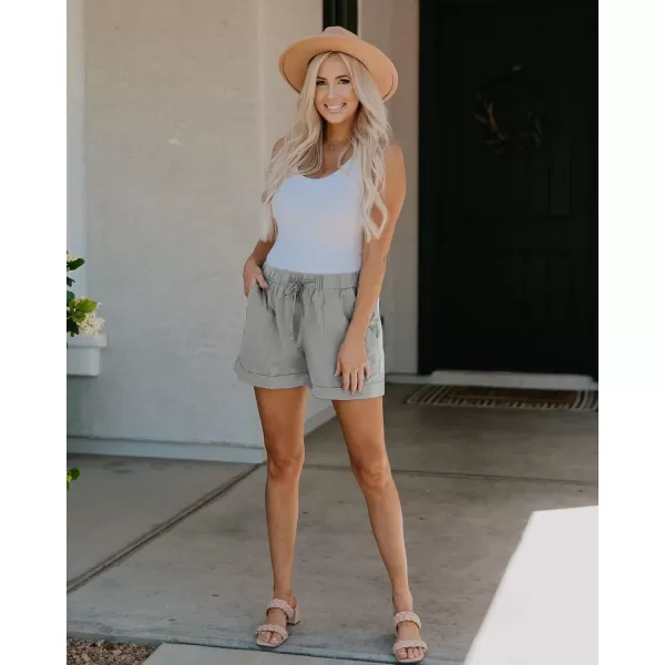 BTFBM Women 2024 Casual Shorts Solid Color Elastic Waist Drawstring Pockets Lightweight Summer Beach Short Lounge PantsSolid Grey