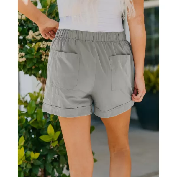BTFBM Women 2024 Casual Shorts Solid Color Elastic Waist Drawstring Pockets Lightweight Summer Beach Short Lounge PantsSolid Grey