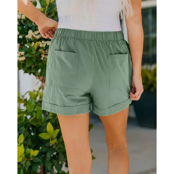 BTFBM Women 2024 Casual Shorts Solid Color Elastic Waist Drawstring Pockets Lightweight Summer Beach Short Lounge PantsSolid Light Green
