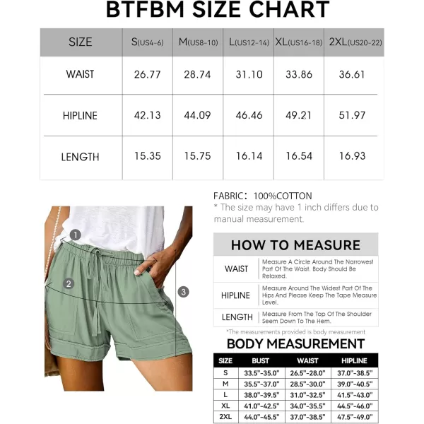 BTFBM Women 2024 Casual Shorts Solid Color Elastic Waist Drawstring Pockets Lightweight Summer Beach Short Lounge PantsSolid Light Green