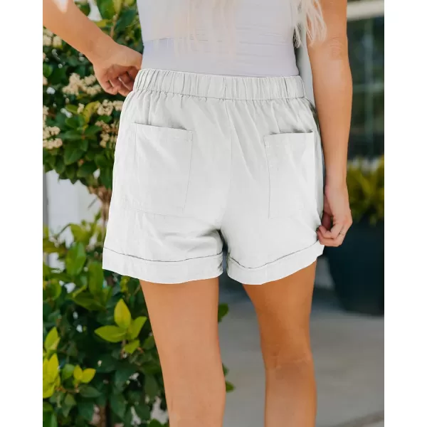 BTFBM Women 2024 Casual Shorts Solid Color Elastic Waist Drawstring Pockets Lightweight Summer Beach Short Lounge PantsSolid White